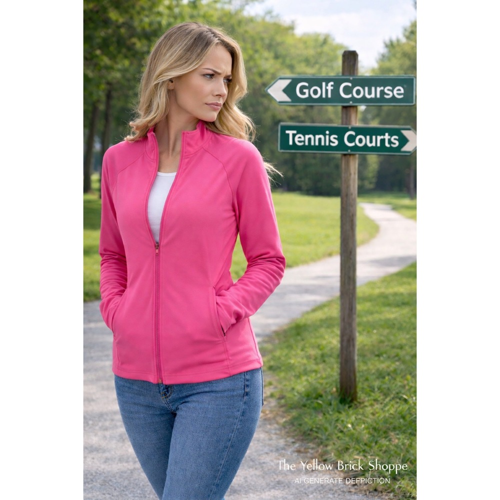 Sigrid Olsen Golf & Tennis Pink Zip Front Jacket NWT Size Large Stretch Athletic